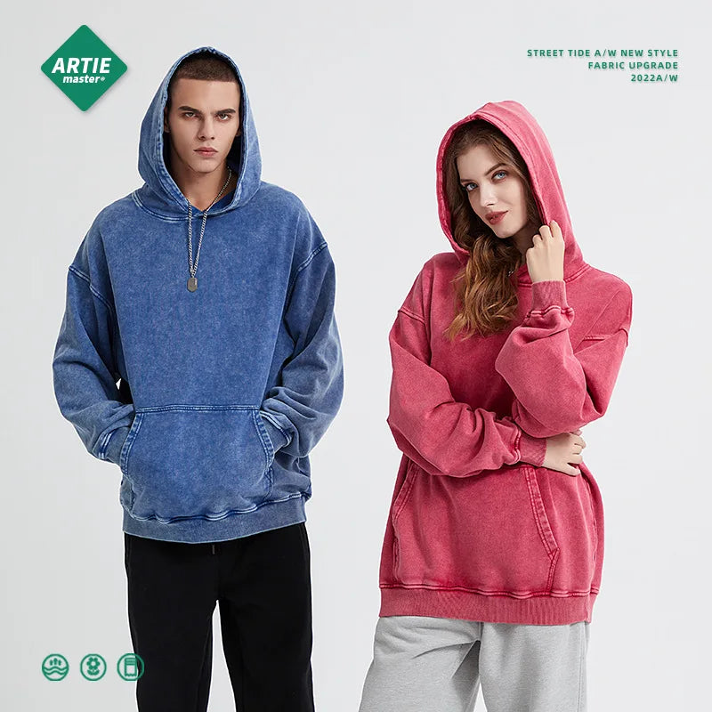 2025 Hot Unisex Solid Color Hooded Batik Customized Sweatshirts 100% Cotton Pullover Loose Vintage Classic Artiemaster Hoodies
