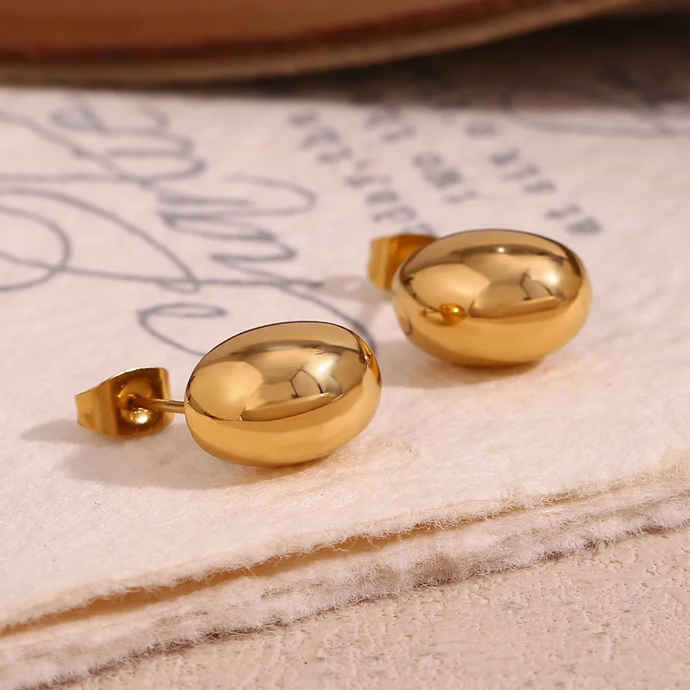 Minimalist Hollow Beaded Stud Earrings Gold Plated Stainless Steel Jewelry Christmas Gifts for Women