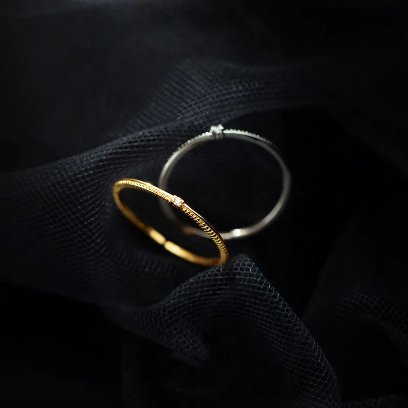 Hot Selling 925 Sterling Silver Stackable Thin Ring Minimalist Zircon Women Ring