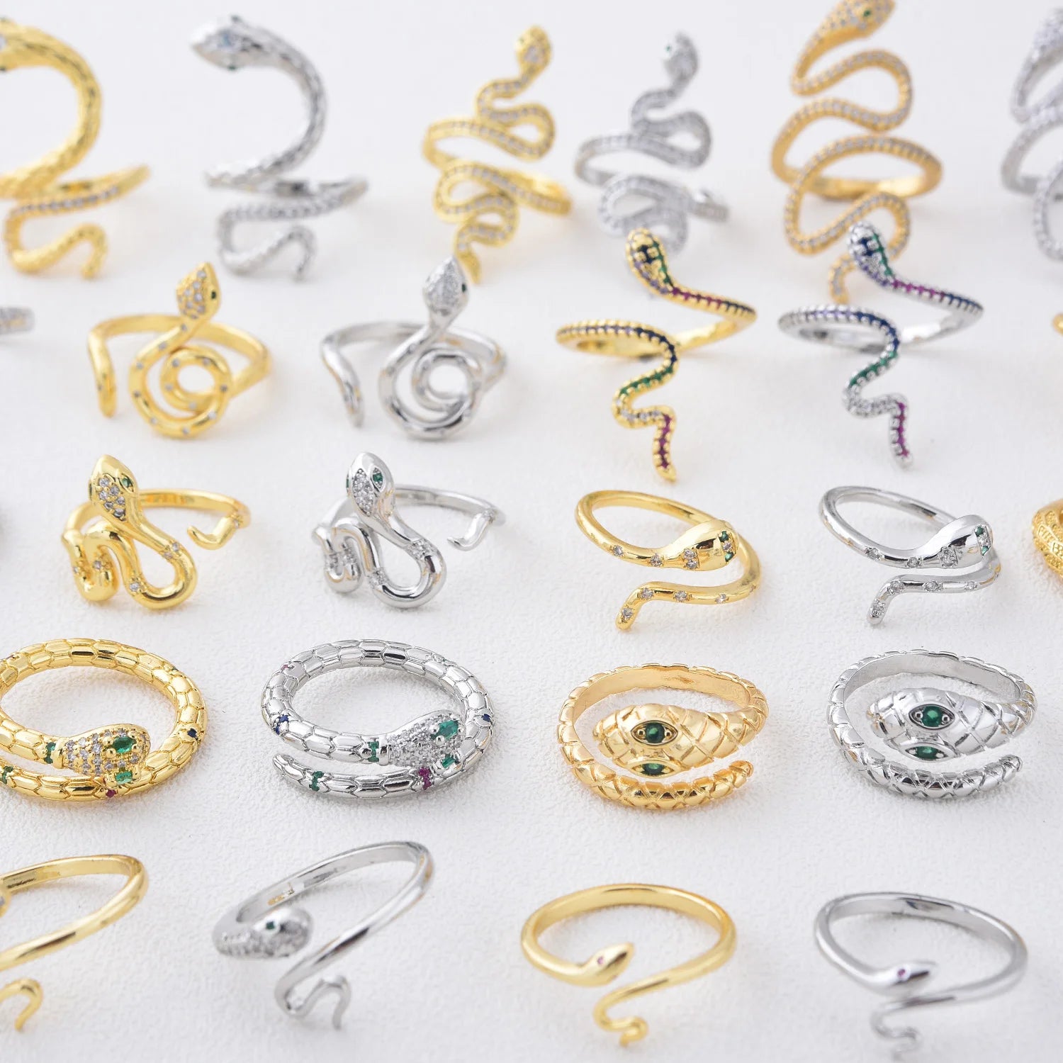 Fashionable Stainless Steel Snake Jewelry Rings Personalized Opening 18K Gold Plated Snake Ring for Women