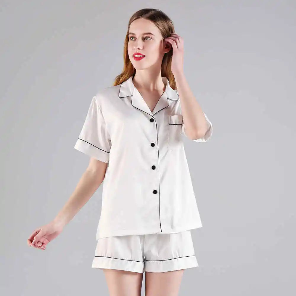 Fung 3034 Custom Wedding Ladies Pyjamas Silk Satin Pajamas Set Women Luxury Bride Logo Sleepwear
