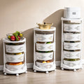 Multifunction 360 Degree Kitchen Organizer Shelf 3/4/5 Tiers Rotating Fruit Vegetable Baskets Storage Trolley Rack with Wheels
