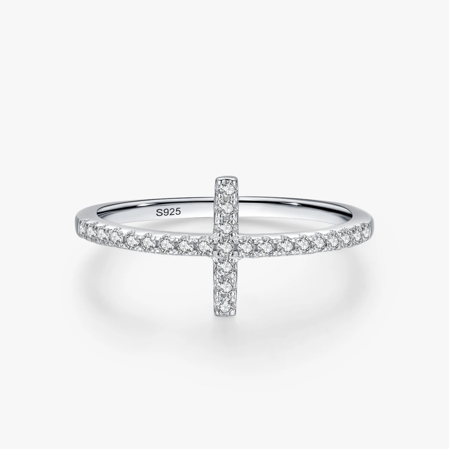 Ailmay Top Quality 100% Real 925 Sterling Silver Classic Charm Cross AAAAA CZ Finger Ring for Women Wedding Fine Jewelry Gift