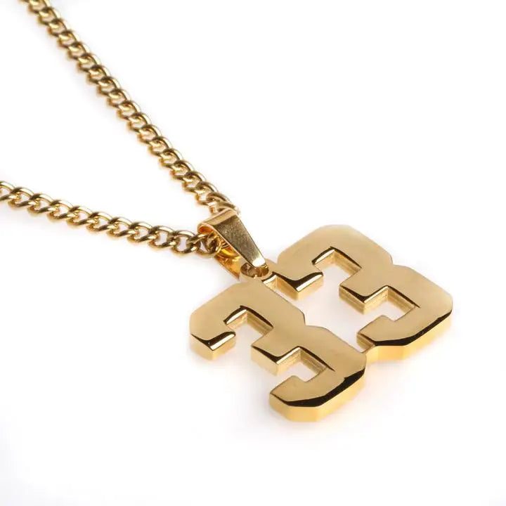 Polished Basketball Fans Number 80 -99 Sports Jewelry Necklace Lifestyle 101 Gold Stainless Steel Jersey Number Pendant Necklace