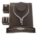 4 Pieces Flower Drop Big Cubic Zircon Dubai Woman Party Costume Jewelry Sets for Brides Wedding Luxury CN3394