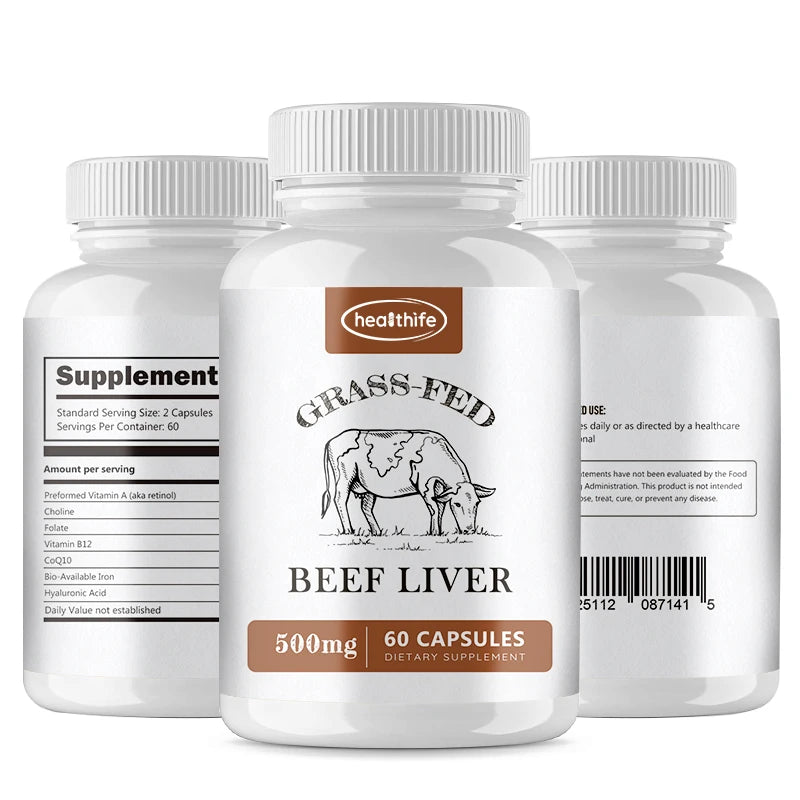 Healthife Supplement Beef Liver Powder Capsules 500mg/60capsules/Bottle Grass Fed Beef Liver Capsules