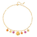 18K Gold Plated Stainless Steel Colorful Blooming Flower Necklace Wholesale Bulk Fashion Pendant  Ladies ElegantJewelry