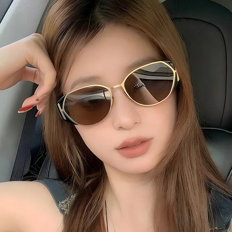 DOISYER 2025 Oversized Oval Cat Eye Sunglasses Luxury Designer Retro Eyeglasses for Women Men PC Fashionable for Summer