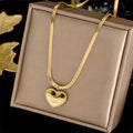 Wholesale New Sample Stainless Steel Valentine's Day Gift Love Shaped Pendant Snake Bone Chain Necklace