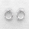 Sterling Silver 6*8mm Semi Mount Stud Earrings Empty Support Blank Claws Setting S925 Base Without Center Stone for DIY Inlay