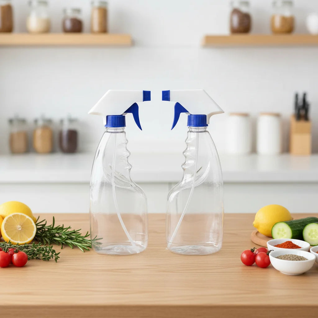 500ml Clear White Regular Shape PET Plastic Trigger Spray Bottle Empty Household Cleaning Detergent Bottle