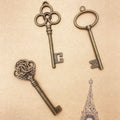 Mixed Vintage Metal Lock Key Chain Skeleton Key Set for DIY Jewelry Christmas Tree Decoration and Ornament