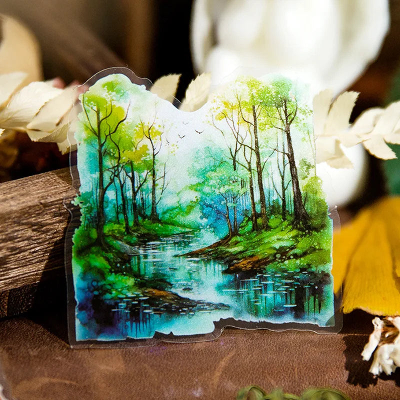 30pcs/pack PET Stickers Twilight Forest Series INS Forest Handbook DIY Material Decoration Stickers