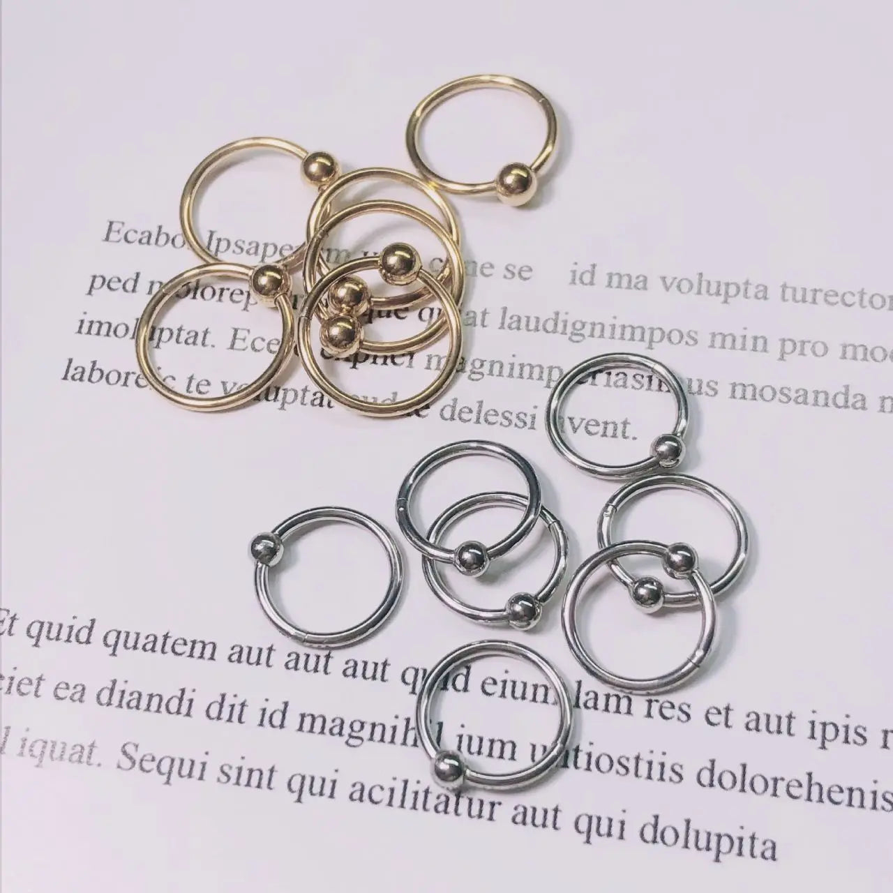 Wholesale Evorte 18K Gold Plated Body Jewelry Ball Septum Hinged Hoop Ring Piercing 316L Stainless Steel Nasal Nose Cartilage