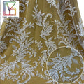 New Luxury Bridal Pearls Lace Crystal Sequins Wedding Tulle Embroidery Beads Dresses Fabric White Beaded Lace Fabric