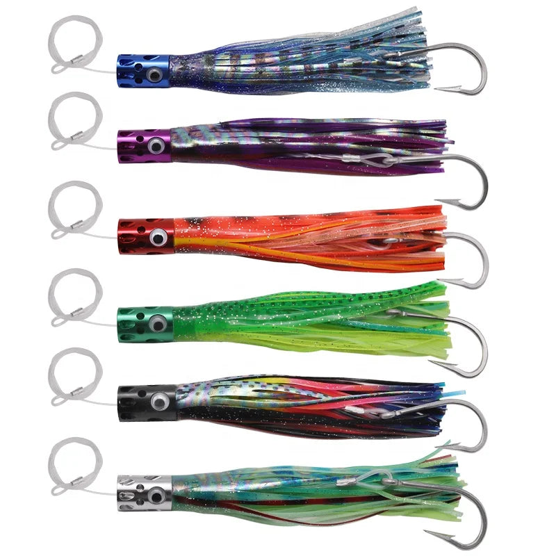 6 Pcs Saltwater Trolling  Copper Jet Head Lure for Marlin Tuna Mahi in Durado Wahoo Fishing With  Fishing Bag