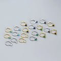 INS Hot Selling 925 Sterling Silver Luxury Black/clear/green/blue/turquoise Zircon Charm Hoop Earrings for Girls