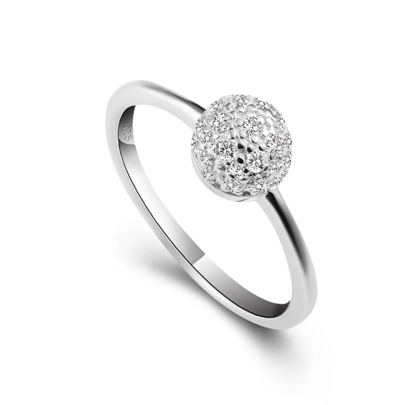 925 Sterling Silver Chic Halo Design Women's Wedding Engagement Rings Cubic Zirconia Trendy Casual Classic Party Style