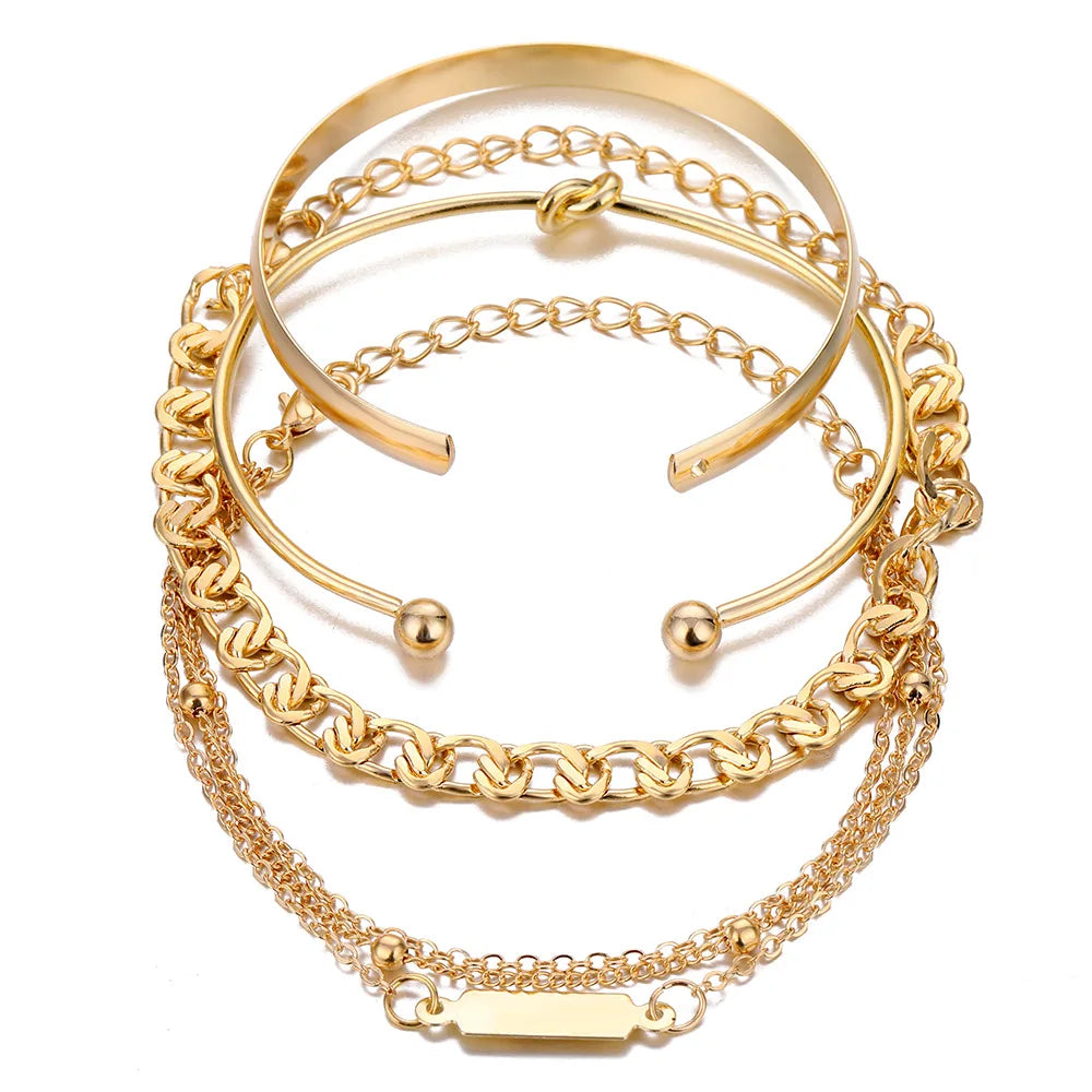 Fashion Trendy Set Bangles for Women Bracelet Knot Plain Charm Jewelry for Women Popular Adjustable Gift Jewelry