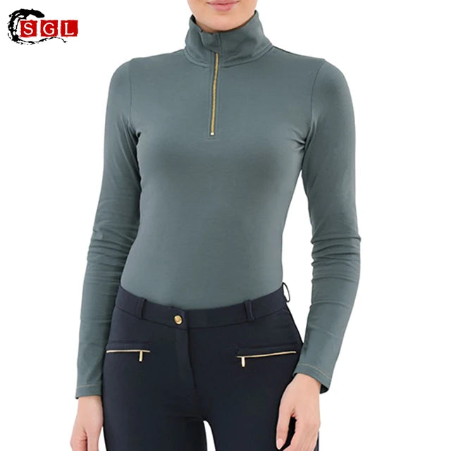 Low MOQ Wholesale Equestrian Clothing for Ladies Equine Shirt Breathable Lady Training Tops Sports Shirts