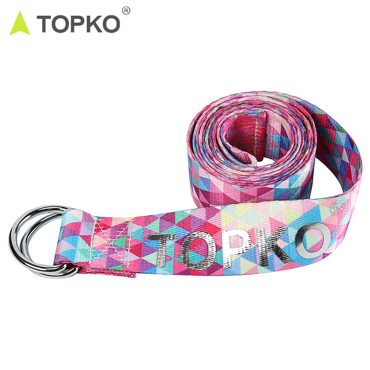 TOPKO New Custom logo Anti slip Material Pilates Accessory D Ring Yoga Mat Strap