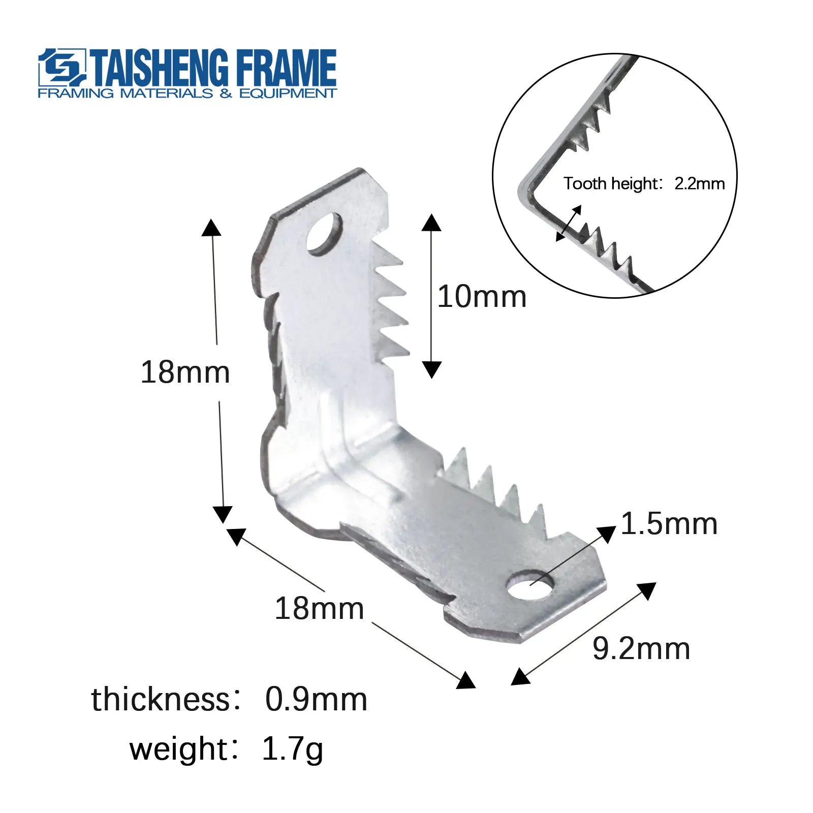 TS-K142 Double Side Zinc Finish Iron Sawtooth Frame Corners Brackets 9.8*18mm Angle Brackets