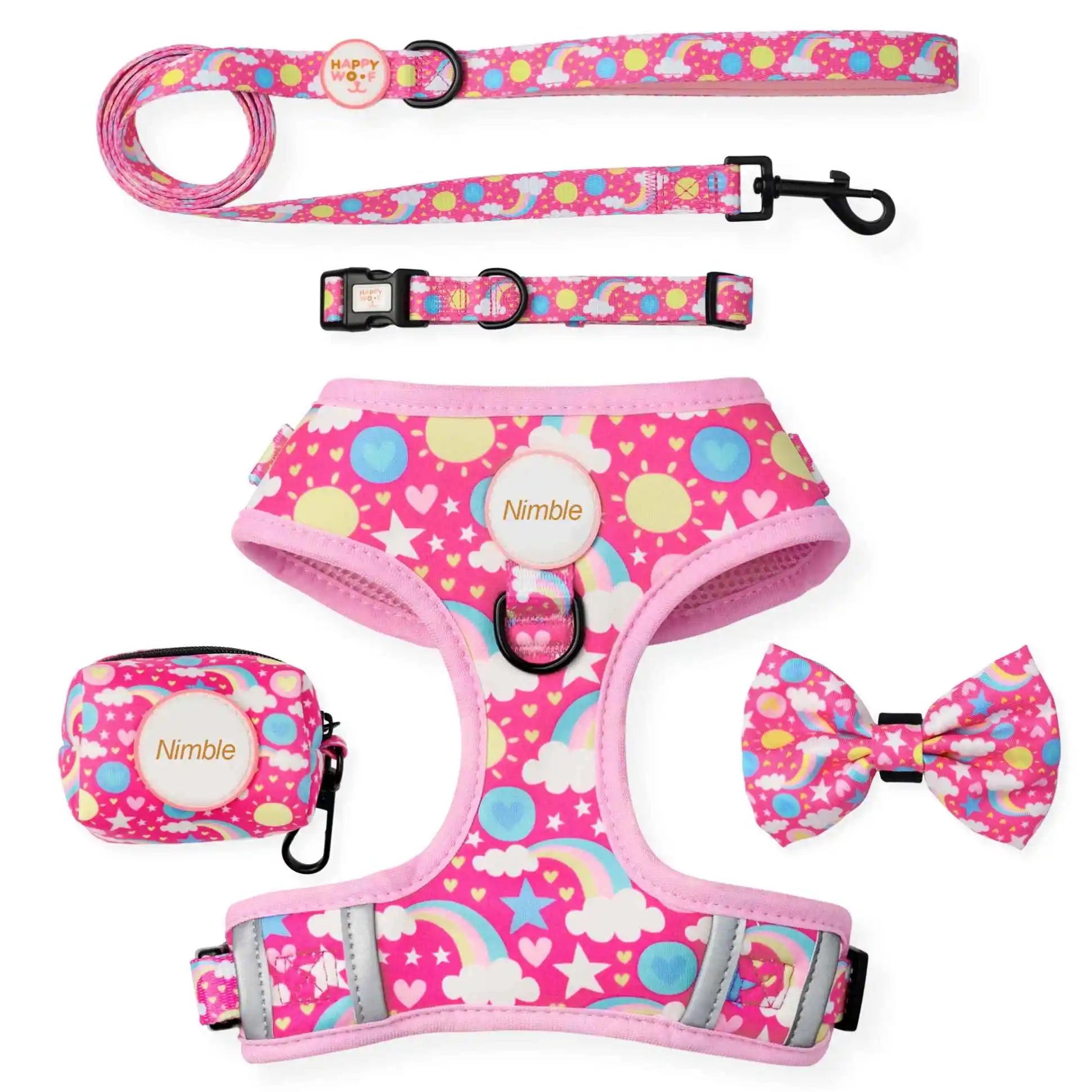 2024 Custom Pet Dog Harness Collar Leash Set No Pull Adjustable Padded Personalized Logo Animal Lights Made Nylon Polyester