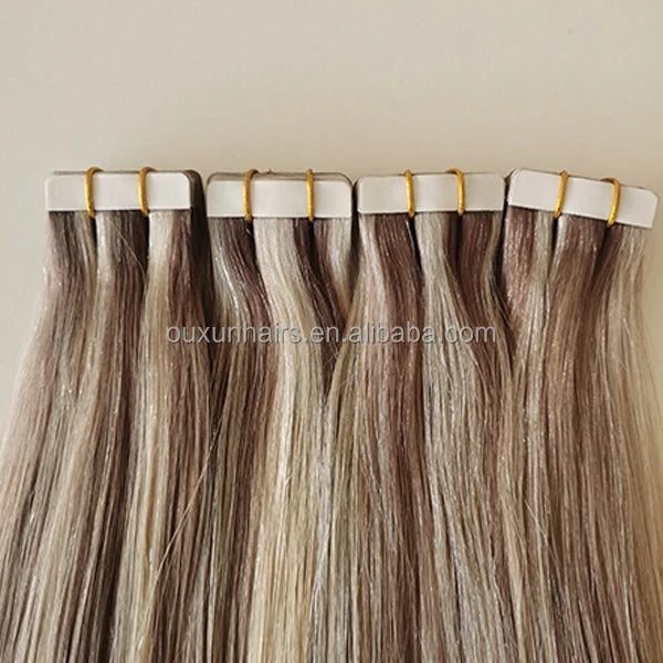 Midnight Black Remy Indian Extensions 100% High Quality Human Super Double Drawn Tape-In Seamless Invisible Tape Silky Straight