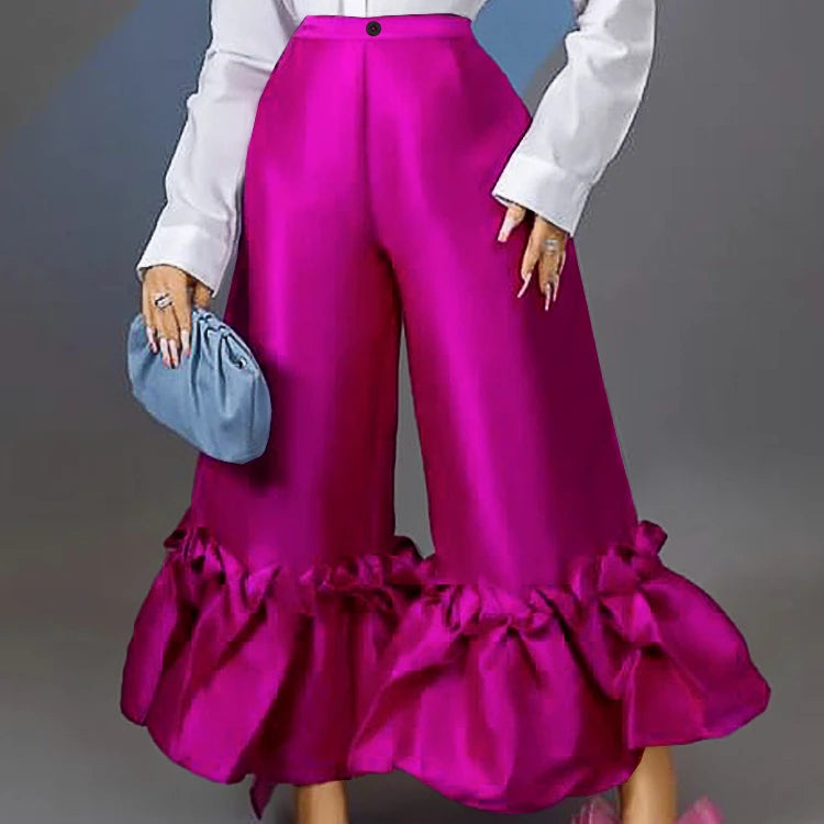 S-4XL Flare Pants Wide Leg Office Cute Boutique Plus Size Women's Trousers Fashion Casual Pants