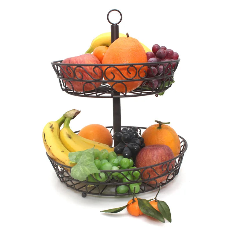 Nordic Fruit Basket Luxury Fruit Basket Metal Two-tier Fruit Basket