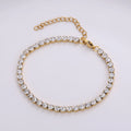 Gold Plated 3mm Iced Out Icy CZ Diamond Tennis Bracelet Fashion Stainless Steel Chain