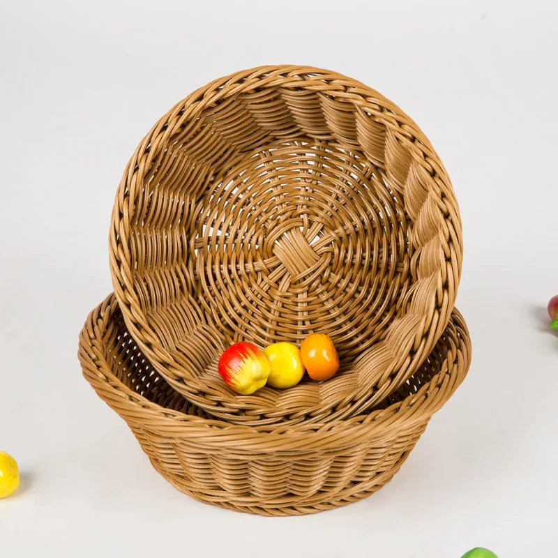 Wholesale Eco-Friendly Wicker/Polyester/Vine Polygon Rattan Basket for Kitchen Use Snack & Fruit Storage Home Table Decoration