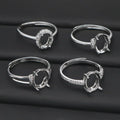 Sterling Silver Semi Mount Ring Adjustable Size Empty Frame Blank Claws Setting S925 Mountain Base Without Stone for DIY Inlay