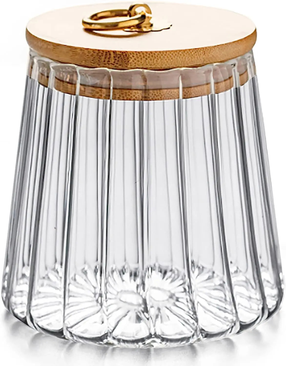 Airtight Glass Storage Jar Bamboo Lid Metal Machine Petal Decorative for Kitchen Food Cover Styles-Coffee Nuts Canister for