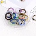 CSJA Wholesale Reiki Healing Gemstone Ring Amethyst Rose Quartz Natural Crystal Stones Rings for Girl Boy Women Men H223