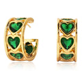 Fashion Brass Electroplated 18k Gold Inlaid With Green Zircon Heart Hoop Earrings for Women Jewelry Customized