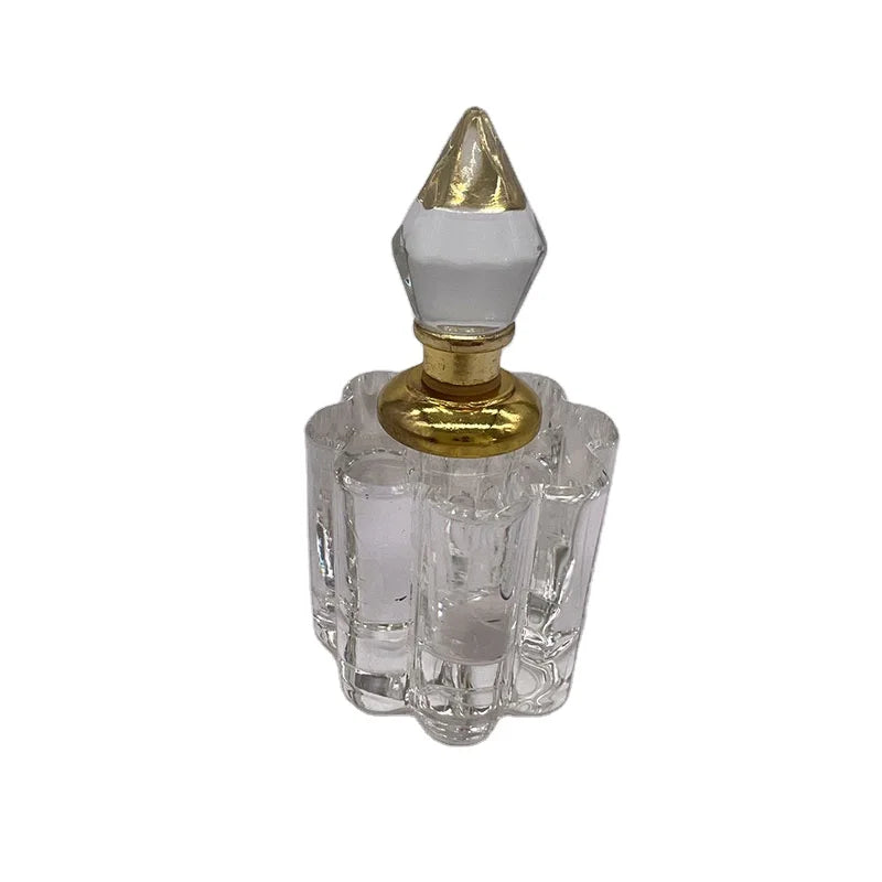 Diamond Cutting 3ml Clear Cylinder Crystal Eco-Friendly Polished Fairy Style Essential Oil Perfume Bottles with Gold Dropper