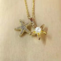 Hot Selling Women's Stainless Steel Necklace Starfish Pendant Electroplated 18K Gold Pearl Pendant NecklaceDelicate Girl Gift