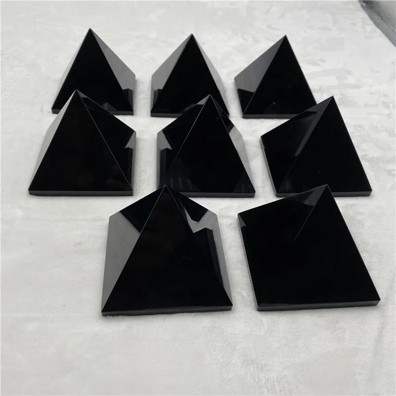 Wholesale Natural Obsidian Pyramid Healing Stones Black Obsidian Crystal Tower Meditation