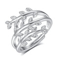 Merryshine 925 Sterling Silver Pvd Fashion Jewellery Fashion Bulk Jewelry Zirconia Leaf Stackable Ring for Women