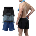 Men's New Casual Summer Sports Gym Shorts 100% Polyester Breathable Quick-Drying 2-in-1 Sweatpants Plain Trunks Drawstring