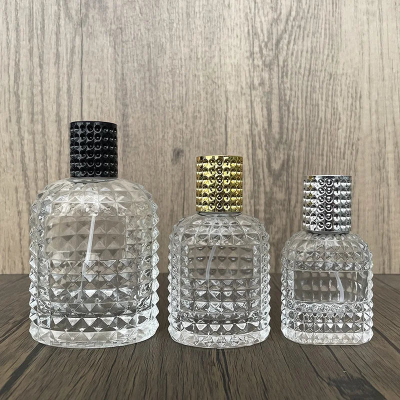 30ml 50ml 100ml Flat Shaped Glass Perfume Spray Bottle with Screw Cap and Screen Printing Unusual Men's Perfume Bottle