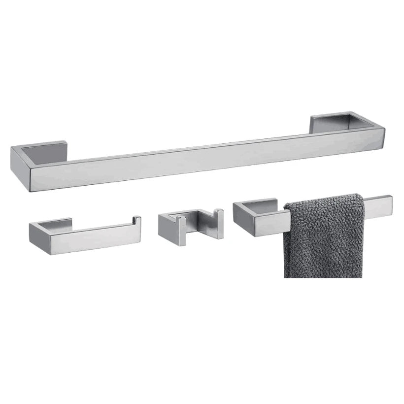 4 Pieces Bathroom Hardware Accessories Set 16.5 Inch Brushed Towel Holder Set Wall Mounted SUS304 Stainless Steel