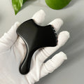 Customized Logo and Pouch Natural Bian Black Stone Gua Sha Jade Scraping Massage Tool Body GuaSha Stone Leaf Shape