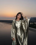 Muslim Dubai Abaya Bat Sleeve Silver Kaftan Abaya Dress Evening Party Kaftan Islamic Modest Robe African Dresses Women