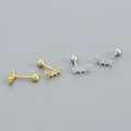 925 Sterling Silver Trendy Simple Shiny Zircon Small Stud Earrings for Women Ear Bone Piercing Korean Jewelry Accessories