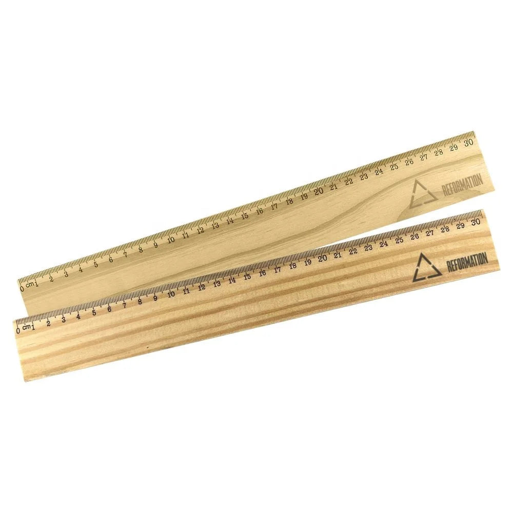 30cm Natural Pine Wood Ruler with One Side Graduation in Centimetres PR005 Promotional Gifts Wood Ruler 30cm in Stock