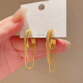 SC 2024 Simple Double Chain Tassel Earrings S925 Silver Needle Stud Earrings Gifts for Women