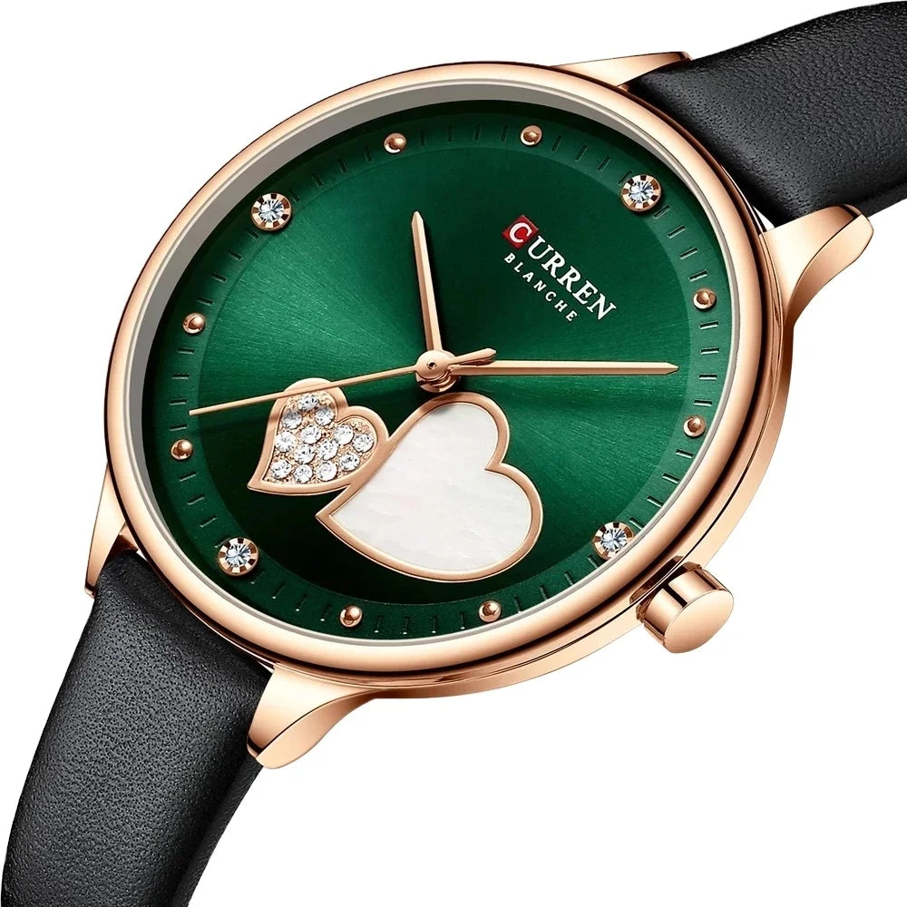 CURREN 9077 Ladies Watch Simple  Quartz Thin Leather Watches Women With Fashion Rhinestone Elegant Female Clock Wristwatch