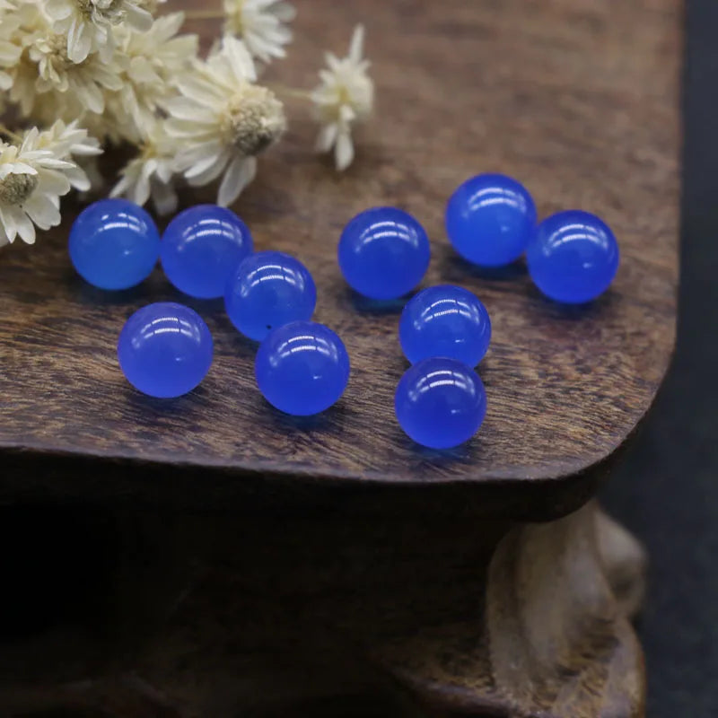 DIY Wholesale 6mm Blue Agate stone tiny beads small crystal healing spheres